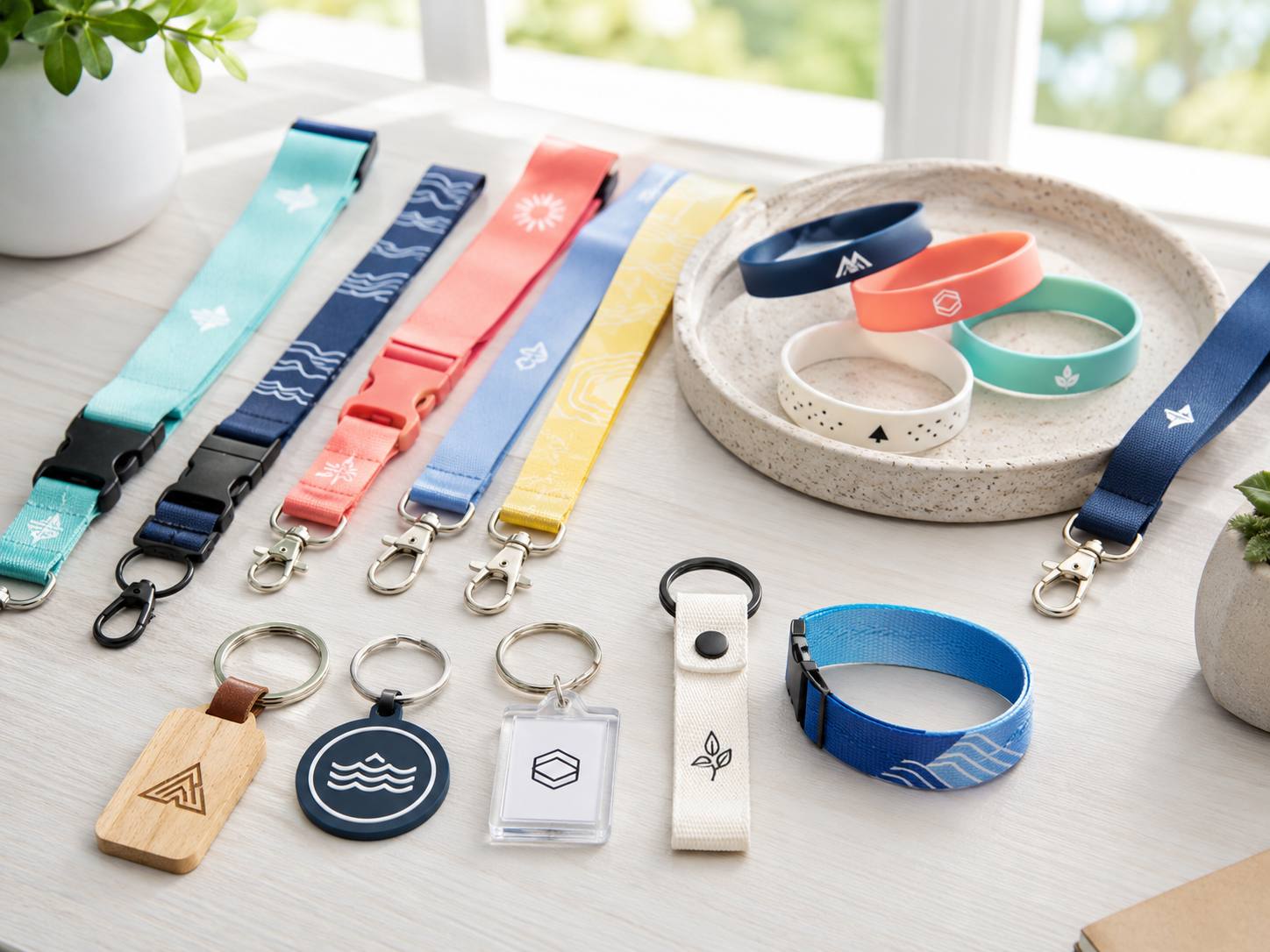 Llaveros lanyards pulseras accesorios corporativos · E Farré Barcelona